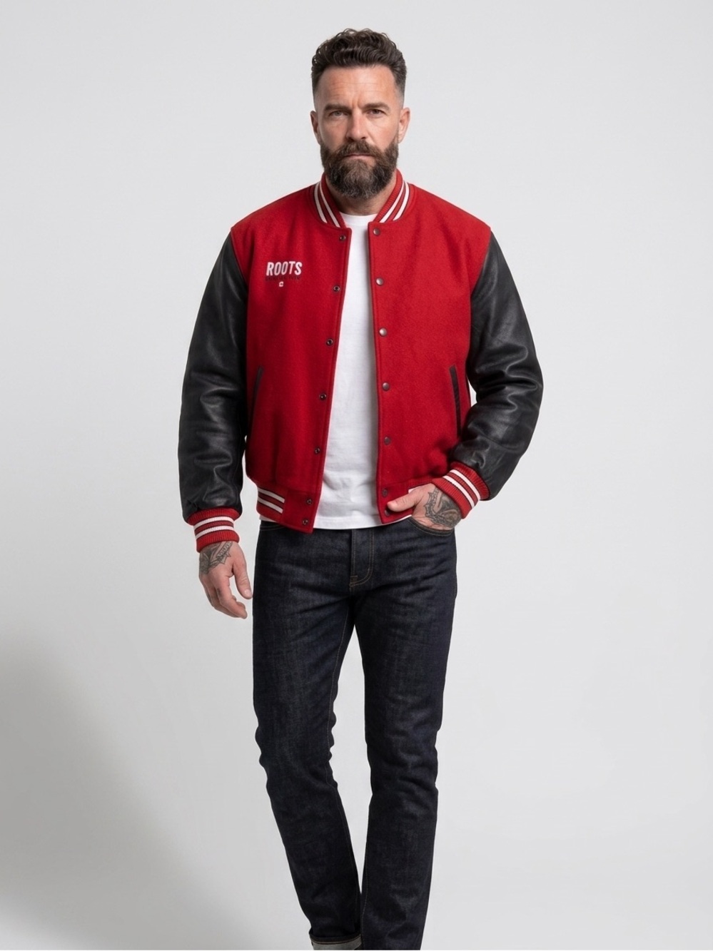 VTG 90s Roots Canada Varsity Wool Jacket Size L